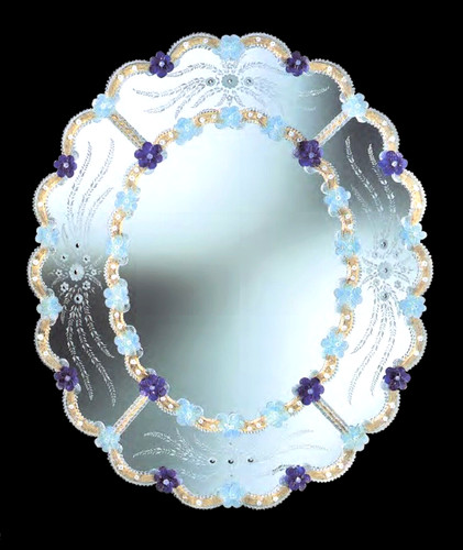 Miroir ovale avec fleurs - avec,