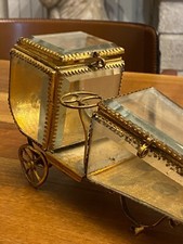 Coffret à Bijoux Automobile Laiton Vers 1900 & Verre Biseauté & France