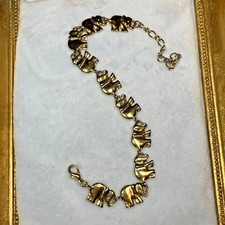 Vtg Gold Tone Elephant Line