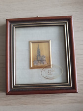 TABLEAU MINIATURE CHROMOLITHOGRAPHIE  D ART SUR FEUILLE D OR 23 CARATS