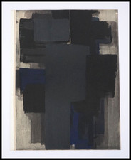 Pierre Soulages :  Peinture,  lithographie en pochoir original, 1956