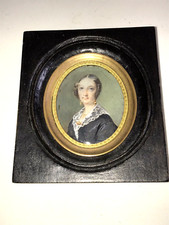 École Française du XIXème miniature Étienne Bouchardy élégante à la parure en or