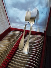 Ménagère 24 Pièces Service à Poisson Modèle Perles en Métal Argenté