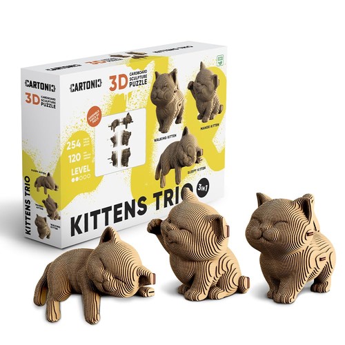 Chatons trio puzzle 3d en - -,