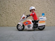 PLAYMOBIL : motard sur moto de secours avec gyrophare - Samu - ambulance