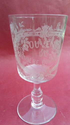 Joli verre gravé cristal - verre, en