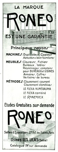 Publicité ancienne ronéo - publicité,