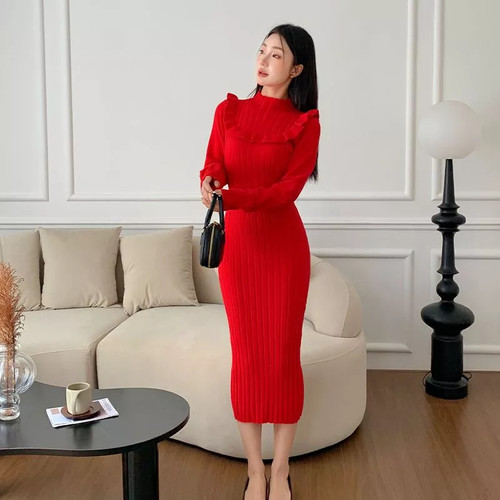 Robe midi élégant - midi, noir
