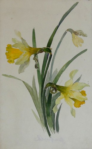 Aquarelle ancienne fleurs fin - aquarelle,