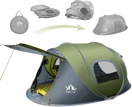 Night cat pop camping tent - night,