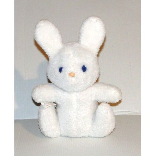 Lapin boulgom blanc - blanc, assis