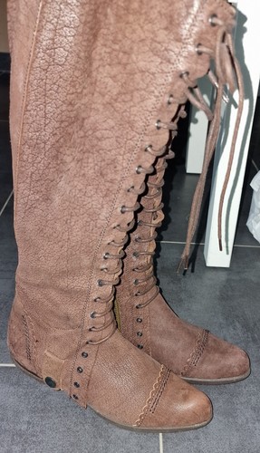 Bottes hautes marron - , cuir