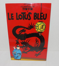 Jolie rare Plaque bois Laqué HERGE TINTIN LE LOTUS BLEU (30 x 20 cm)