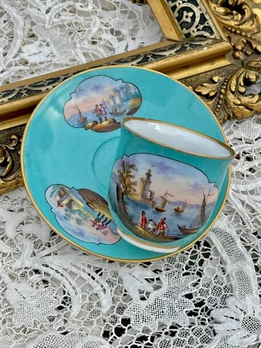 MEISSEN CUP AND SAUCER 19TH