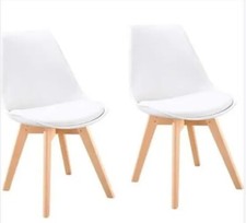 Lot de 2 Chaise Scandinave Gris Salle à Manger Cuisine Pieds en Bois Rembourré