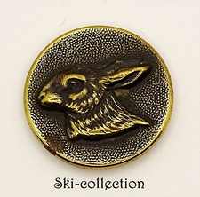 Ancien Bouton de Chasse. Tête de lièvre à gauche. France, vers 1900. 26 mm