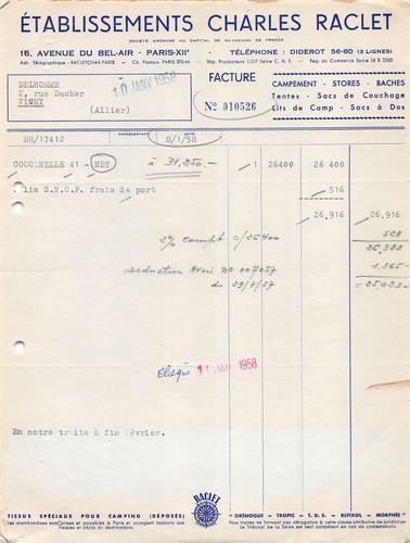 1958 facture etab charles - ,