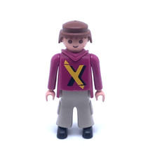 PLAYMOBIL * SPORT * Homme Chatain Sweat Violet X Jaune Noir Skate Parc 4414 5798