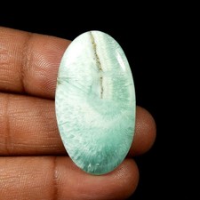 Cabochon en cristal d'Aragonite bleu naturel forme ovale pierre précieuse en ...