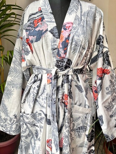 Robe imprimée coton gris - imprimée,
