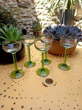 Magnifique Lot de 5 Verres à Liqueur à Pied d'Alsace en Verre Vintage