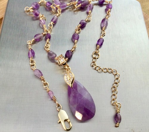 Plaqué améthyste collier - plaqué, or-améthyste-collier