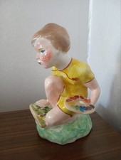 Fille peint un tableau jeune artiste URSS figurine porcelaine russe vintage 934