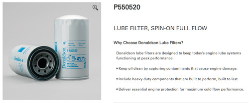 Donaldson p550520 lube filter - lube,