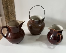 Pot à lait Marmite En céramique grès vernissé Blanc Marron Patine Deco Cuisine