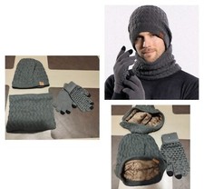 Ensemble Hiver : Bonnet , Gants Et Tour De Cou Gris Homme Ou Femme ?