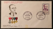 ENVELOPPE FDC 1er JOUR 1961 JACQUES RENOUVIN SPITZ & COTTET HÉROS DE RESISTANCE