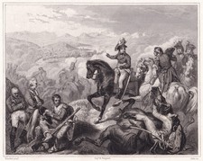 Gravure XIXe Bataille de