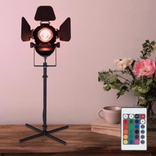 Projecteur Lampe de Chevet Table Dimmable LED Noir Télécommande RGB