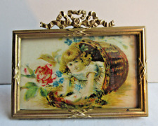 Mini cadre horizontal en laiton, fronton en forme de noeud Louis XVI