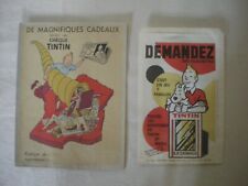 TINTIN : Un protège cahier et un sachet pour jeu de carte. Années 50/60