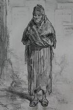 GAVARNI Lithographie originale série PHYSIONOMIES PARISIENNES - RENTIERE FEMME