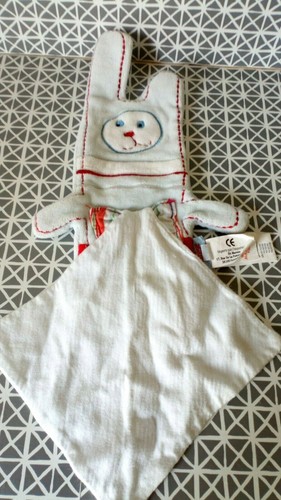 Doudou plat biclou bleu - biclou, blanc