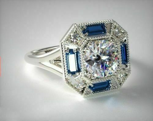 Bague art déco ronde - , en