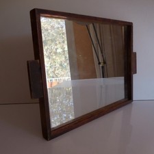 Plateau miroir verre bois fait