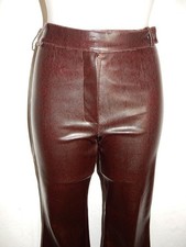 pantalon T34 en pvc marron foncé imprimé serpent moulant coupe droite 333a