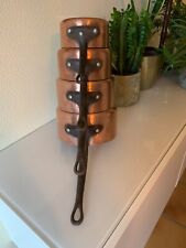 Lot De 4 Anciennes Casseroles En Cuivre - étamé et finition martèlee