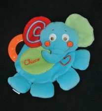 ?Doudou Plat Eléphant CHICCO Bleu Vert Rouge Anneau De Dentition Orange NEUF