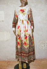 CHIC VINTAGE ROBE LONGUE 1970 TRUE VTG HIPPIE MAXI DRESS 70s VESTIDO ( 40 )