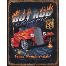 PLAQUE METAL HOT ROD HIGHWAY