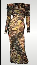 Robe Longue Jean Paul Gaultier Maille mesh Imprimé Butterfly Cocktail Taille S M