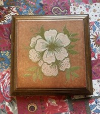 Ancien Dessous De Plat En Bois Carreaux De Céramique - Art Déco