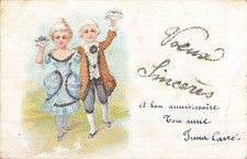 Illustree paillettes couple - cp,