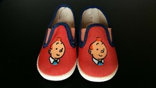 Tintin Kuifje très rares chaussons marque "Ancre" taille 21 années 50-60 superbe