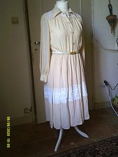 Robe de couturière, habillée   voile de coton et dentelle, taille 46