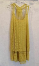 Robe dentelle doublée jaune moutarde T38 Made In Italy (2308042)